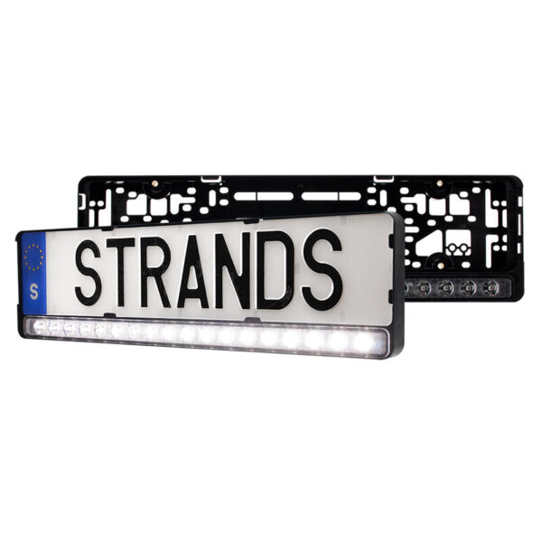 Strands integrert LED-lys i skiltholder!